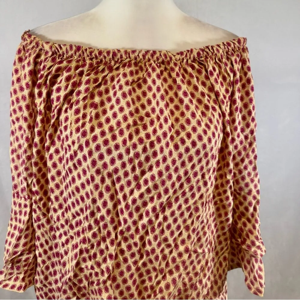 Lascana for Venus on or off shoulder ivory and wine berry print top size large - Image 5