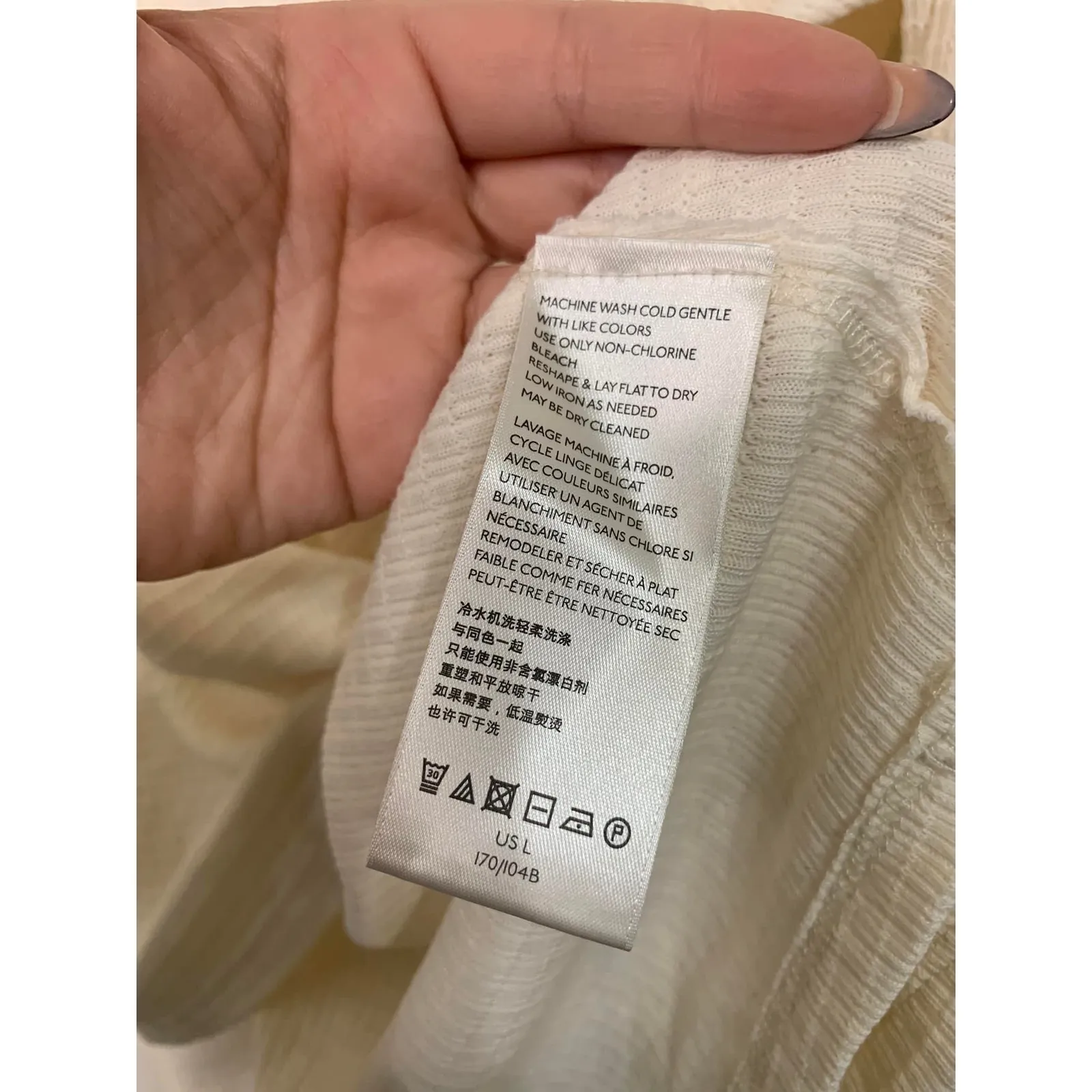 Free People We The Free Citrine Thermal Ecru Top Large‎ #OB891958 - Image 5