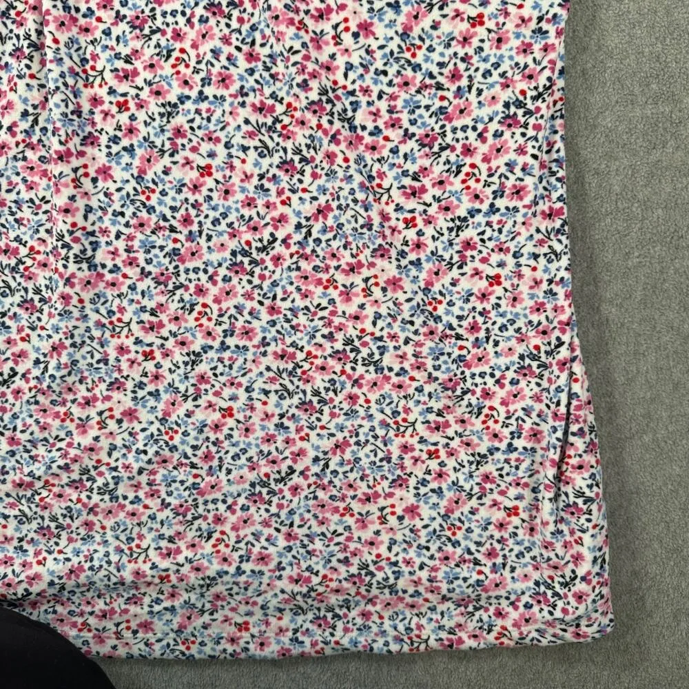 Aria Collection Nightgown Robe Mumu Women's Small Fleece Pink/Blue Floral Button - Image 4