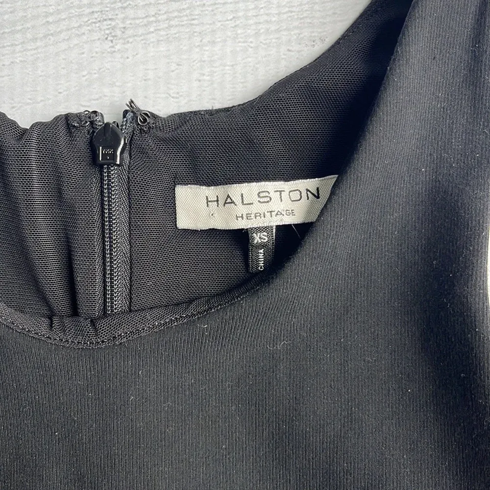 Halston Heritage Black Cut Out Sleeve Bodysuit XS - Image 3