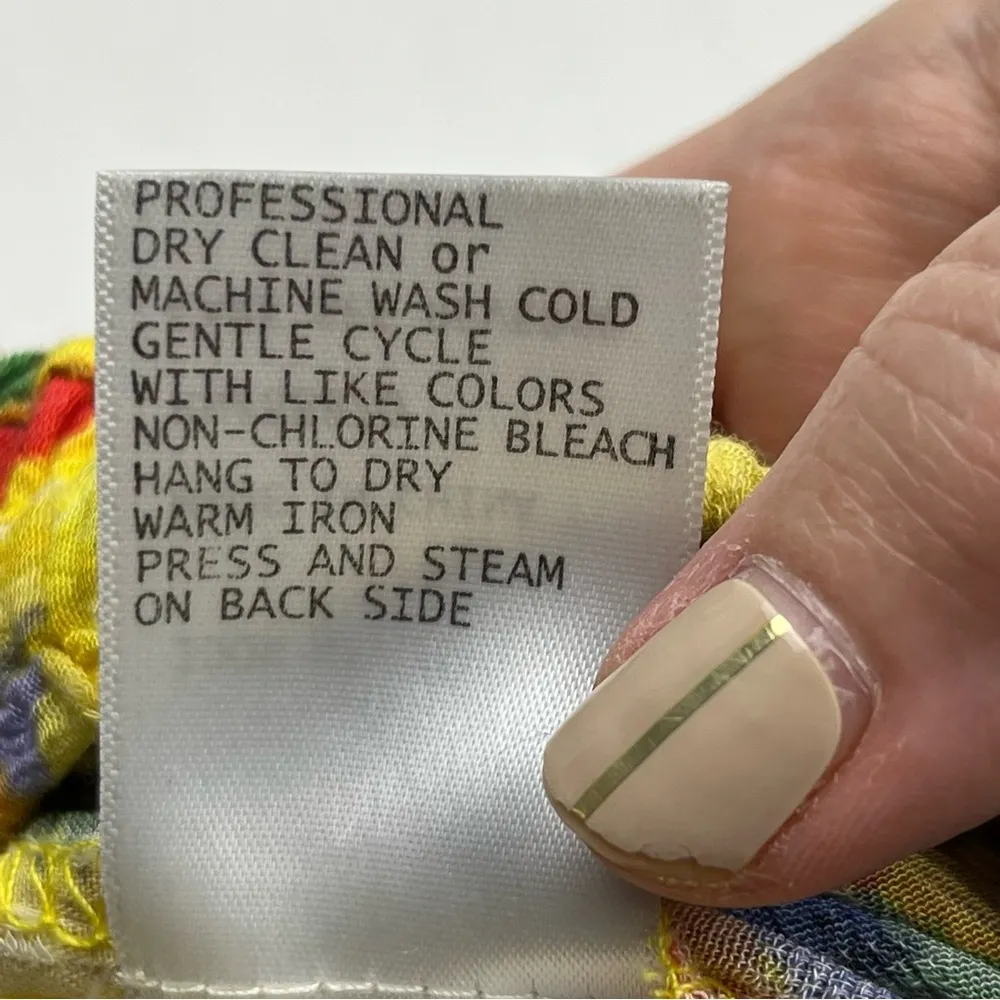 Christian Siriano Tiered Boho Tropical Midi Skirt Size Medium Yellow Toucan Bird - Image 4