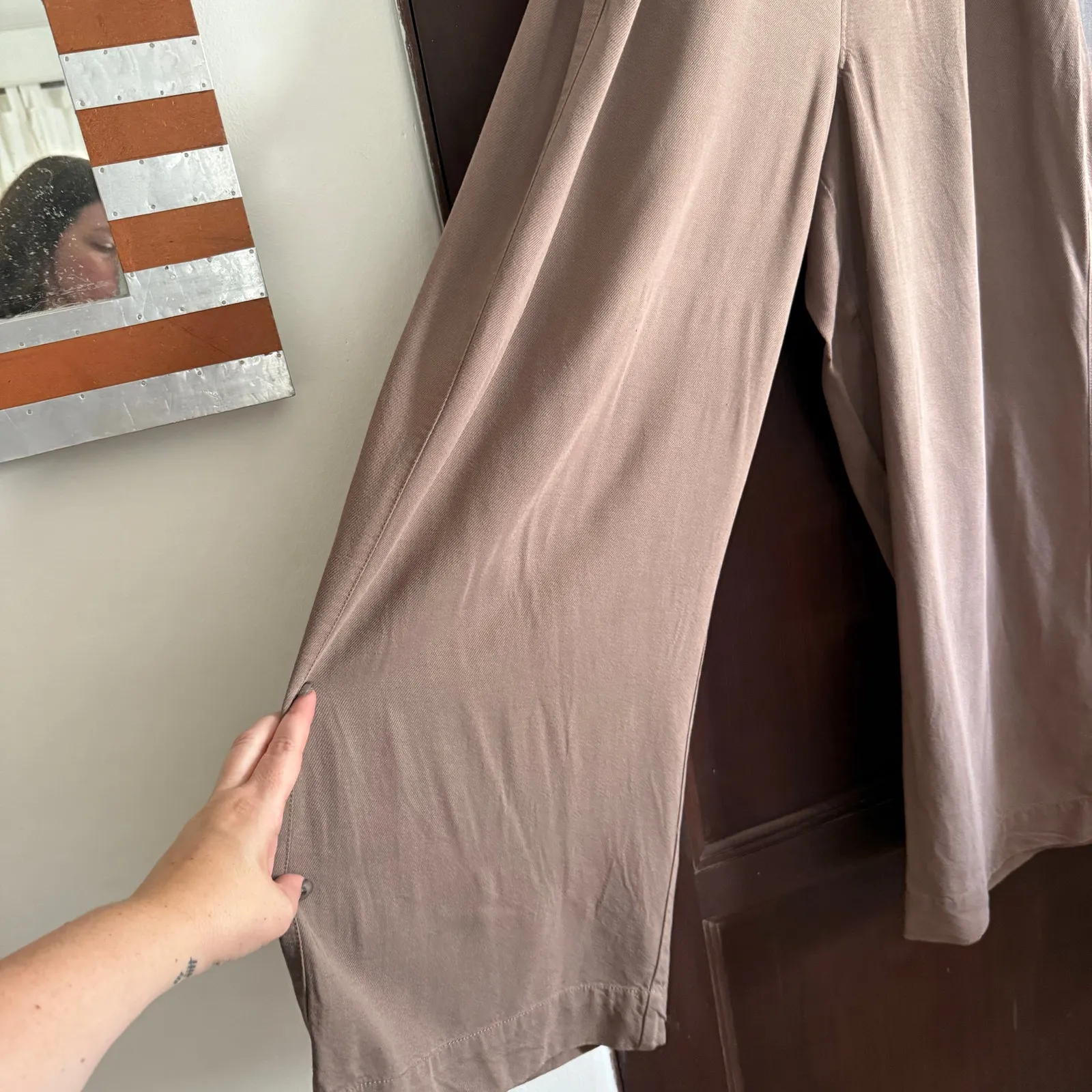 MADEWELL | Taupe Pull-On Carley Wide-Leg Pants in Softdrape | Size Extra Large - Image 4