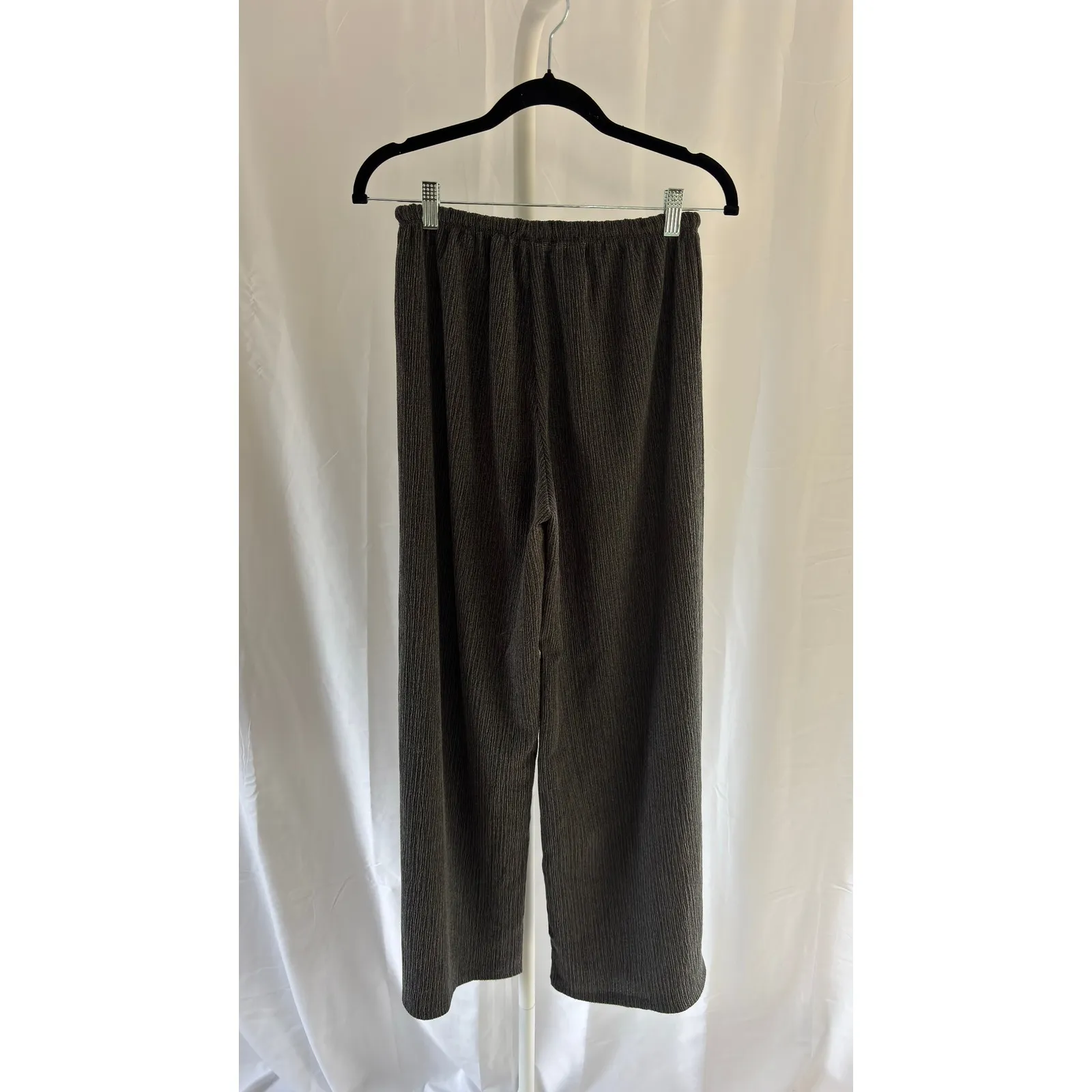 $50 PULL&BEAR Charcoal Ribbed Wide Leg Drawstring Lounge Pants Women's Size S Gray - Image 6