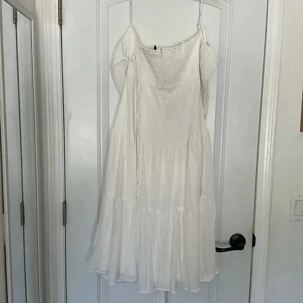 Lulu’s Sweetheart Summer White Cutout Tie-Strap Midi Dress Sz M - Image 11