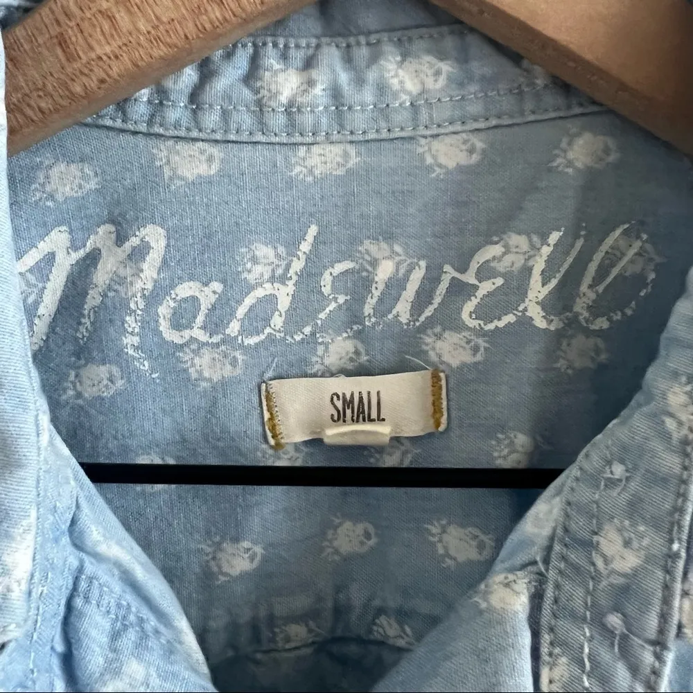 Madewell Denim Chambray Button Front Collar Shirt Southwestern Casual Small - Image 4