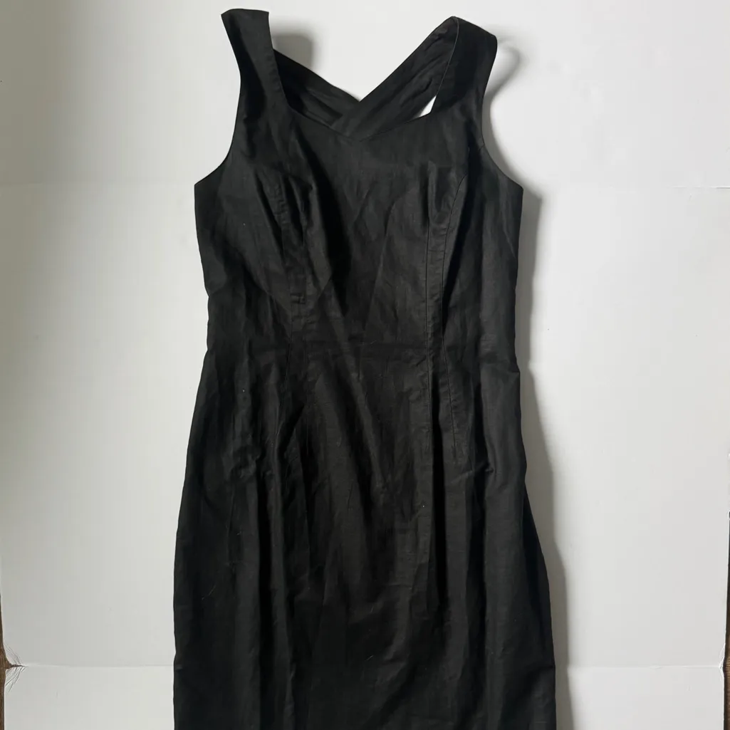 Laura Ashley Vintage Black Criss Cross Back Midi Dress Size 12 - Image 2