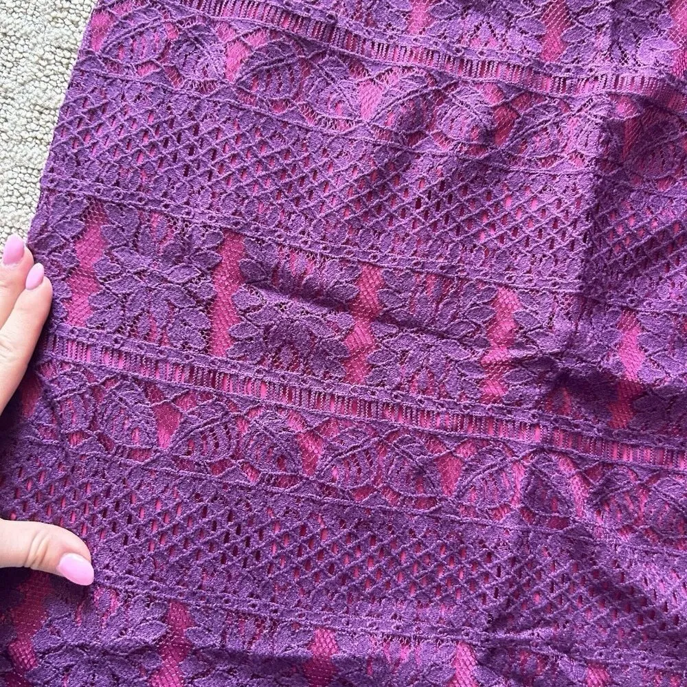 Coldwater Creek Womens 10 Purple Magenta Floral Crochet Lace Vintage 90s Y2K - Image 2