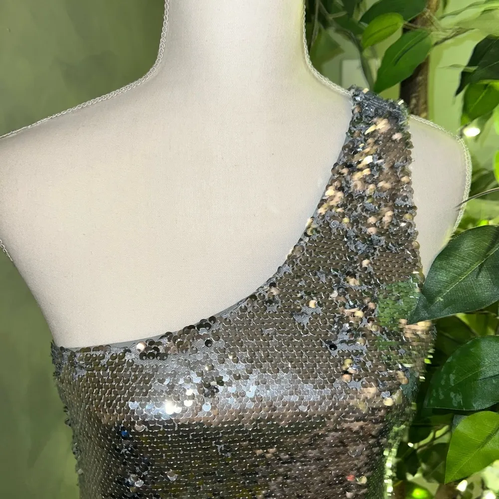 ANTHROPOLOGIE MAEVE One Shoulder Sequin Ruffle Maxi Dress Size XS - Image 7