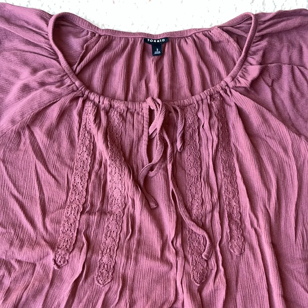 Torrid Crinkle Gauze Flutter Sleeve Blouse Top Wild Ginger 3X - Image 5