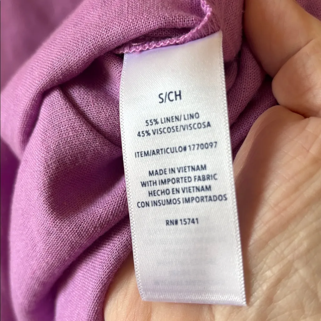 Splendid lilac Short Sleeve linen blend Blouse small - Image 3