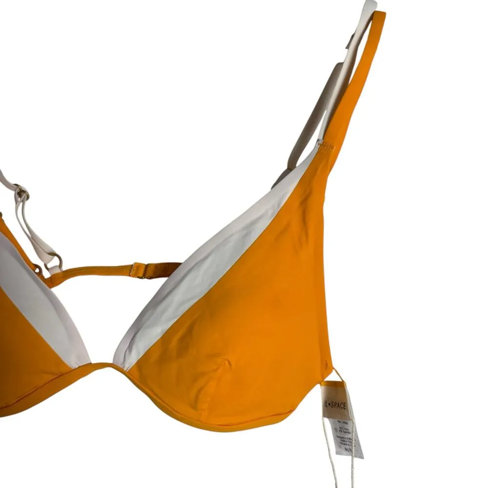 L*Space Finneas Bikini Swimsuit Top Orange White Size Medium - Image 5