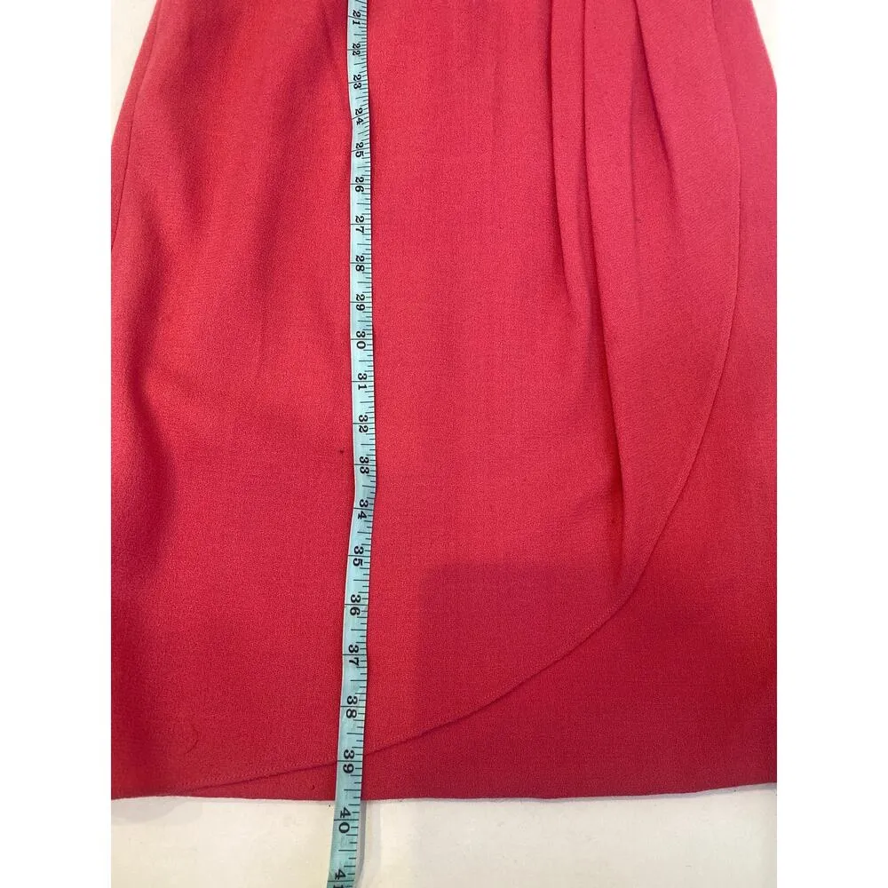 Vintage 1980’s Carolina Herrera for Bergdorf Pink Wool Dress Sz 4 Pink Zip Close - Image 15