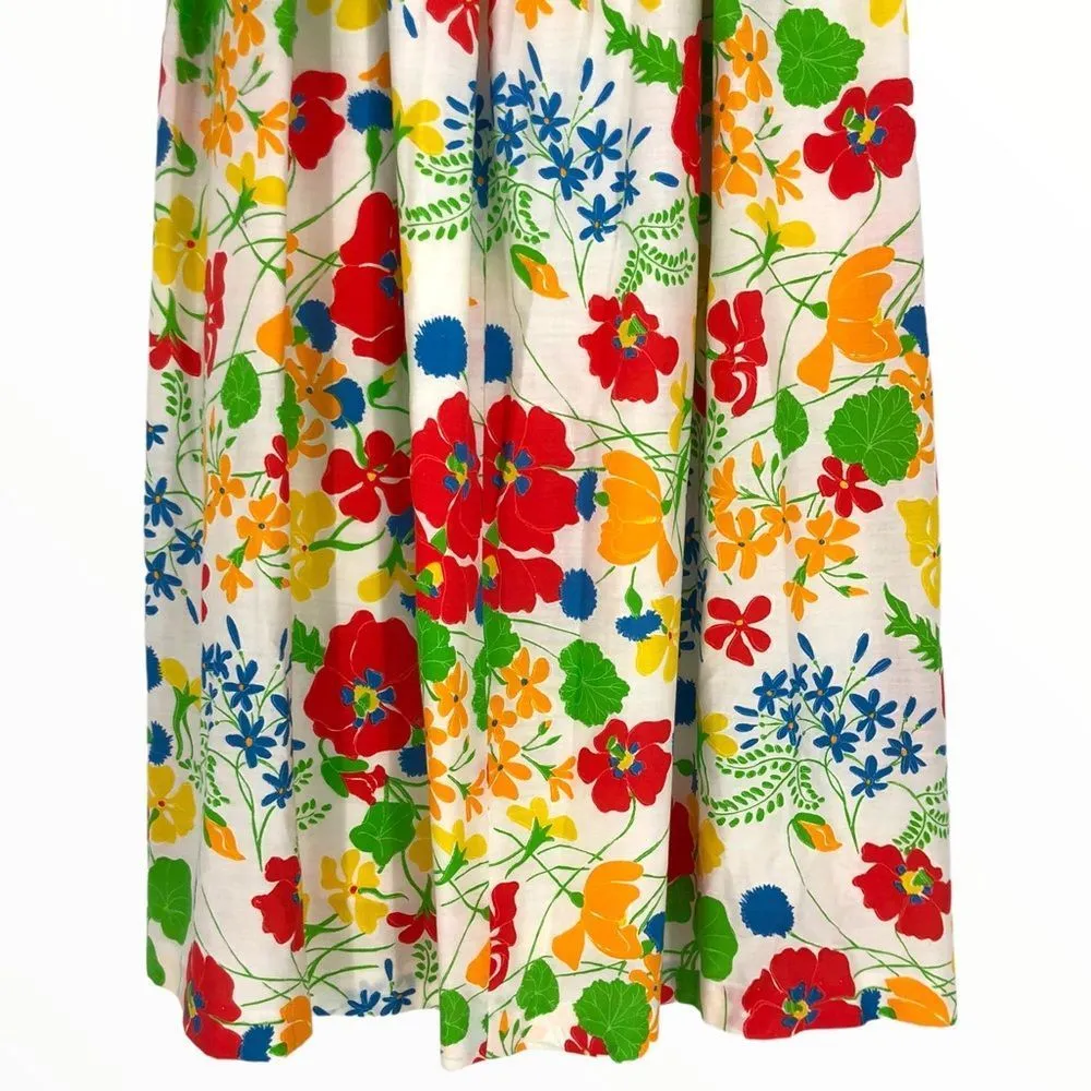 70’s Vintage Adelaar Bold Multicolor Floral Full Maxi Skirt - Image 7