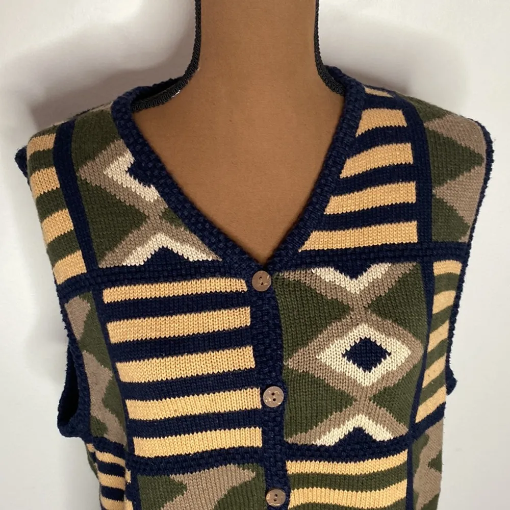 Vintage Christopher & Banks southwestern print grandpa buttoned sweater size XL - Image 5