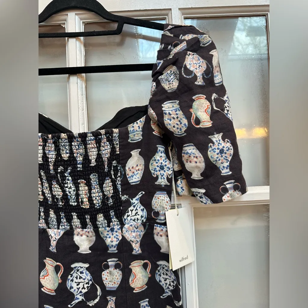 Aritzia Wilfred Black Noir Fatale Cottagecore Vase Mini Dress Linen Size 0 NWT - Image 7