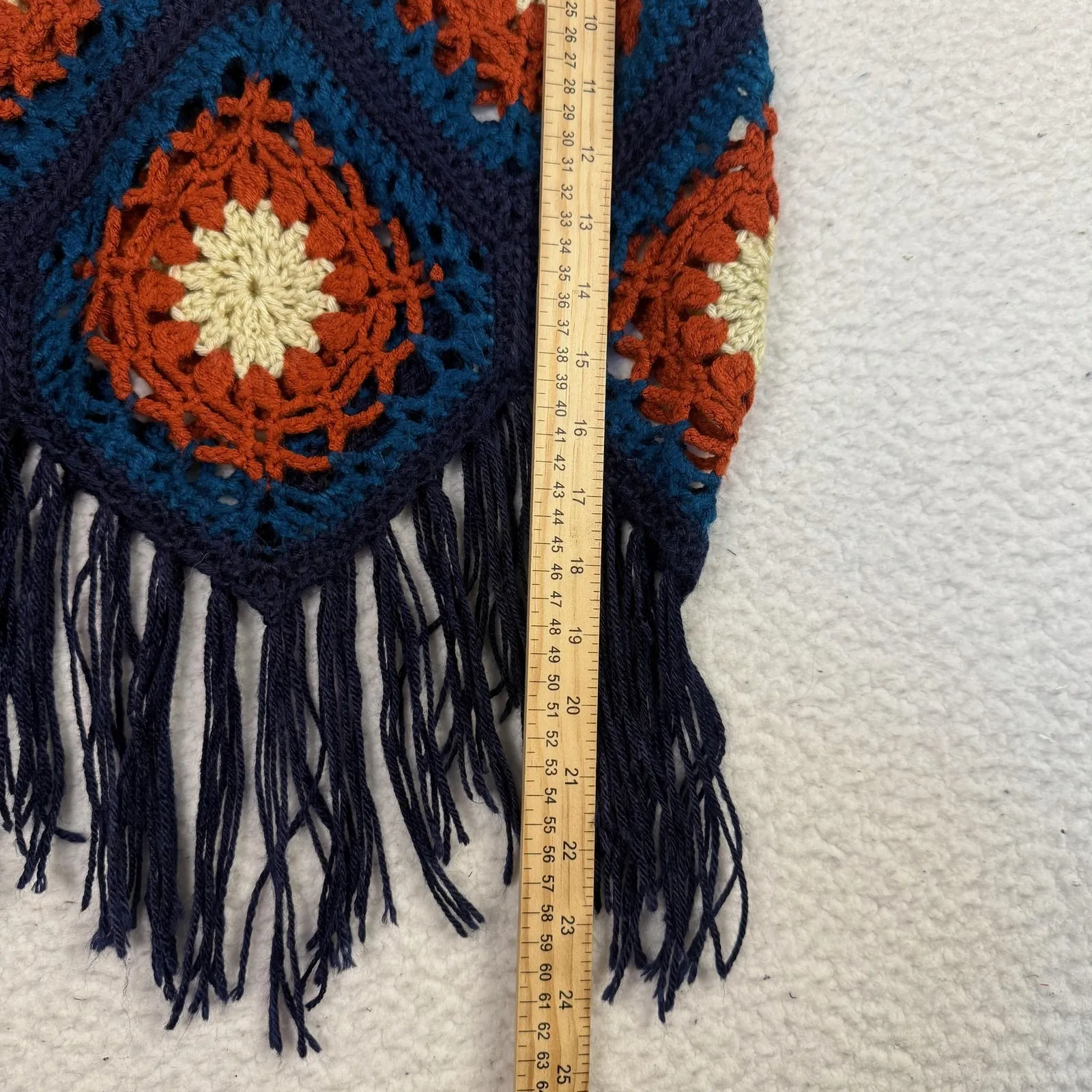 Crochet Homemade Tank Top Womens Small Multicolor Cropped Fringe Boho Festival - Image 5