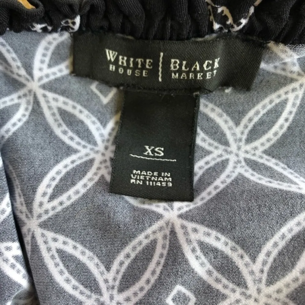 WHBM Top Off the Shoulder Black White Peplum S Chic Cocktail Party Glam - Image 15