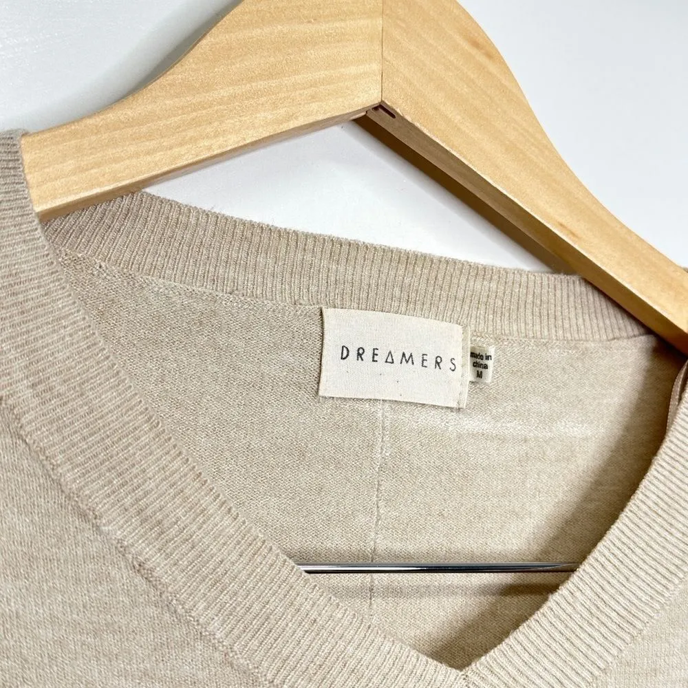 Dreamers Sweater Womens Size Medium‎ V-Neck Cream Pullover Long Sleeve - Image 3