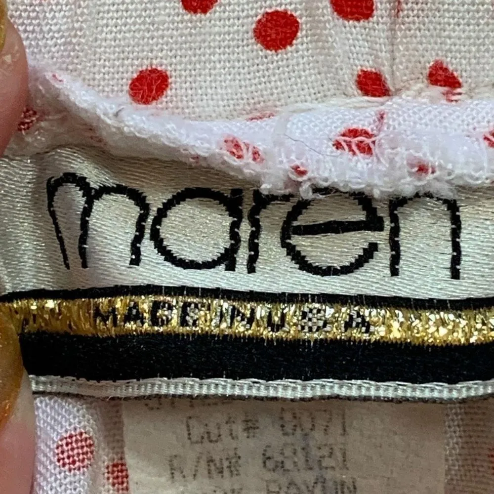 Vintage Maren Skirt White Red Polka Dots Elastic Waist Pleated Lightweight Midi - Image 8