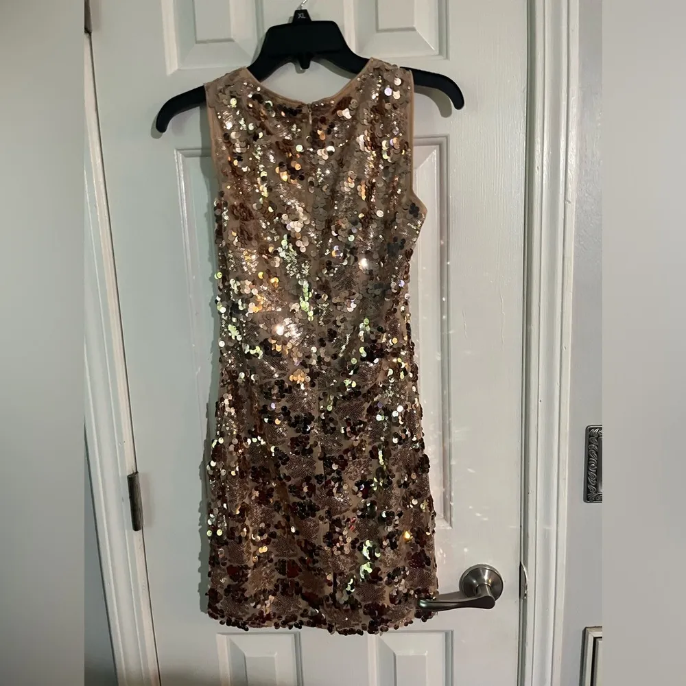 Cheers Rose Gold Sequin Sleeveless Bodycon Dress size xs - Image 6