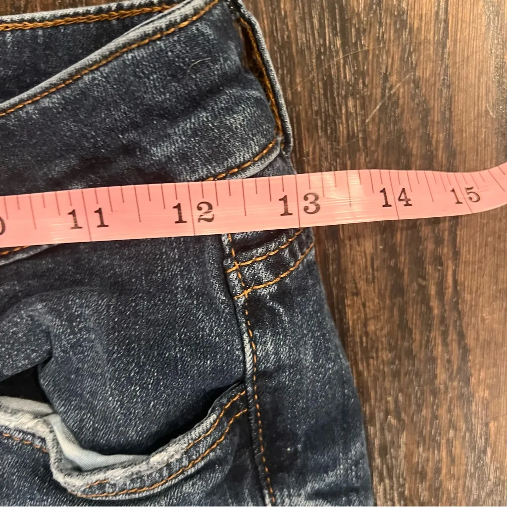 Zara Blue Straight Leg Jeans with Pearl Details Size 2 - Image 6