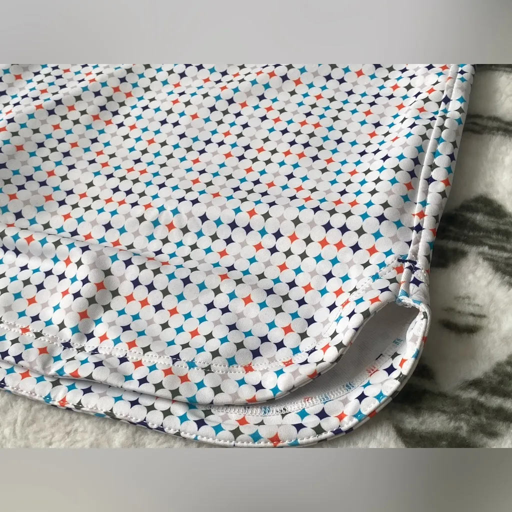 Peter Millar Performance Golf Skort Orange Navy Geometric Large UPF 50+ - Image 9