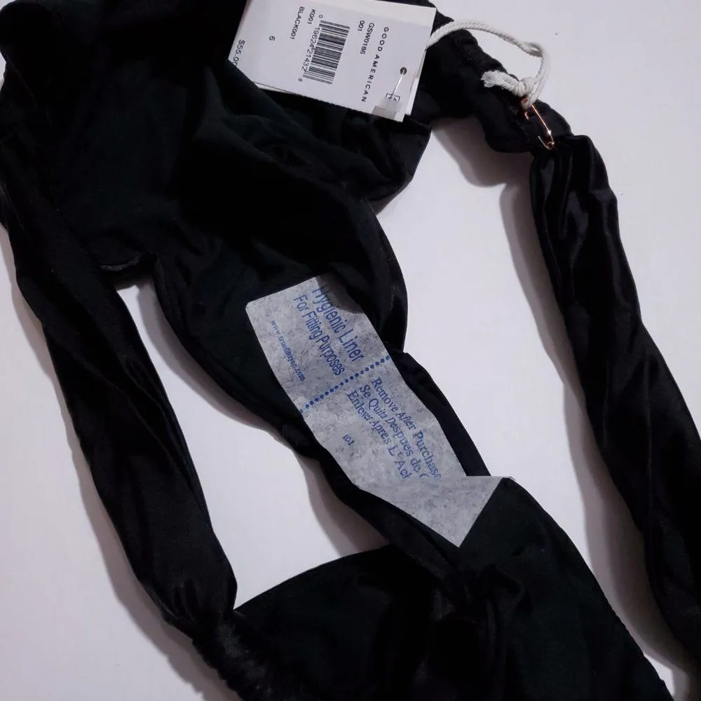 Good American Shine Ruched Bikini Bottom Black Shimmer Plus Size 3XL 6 - Image 8