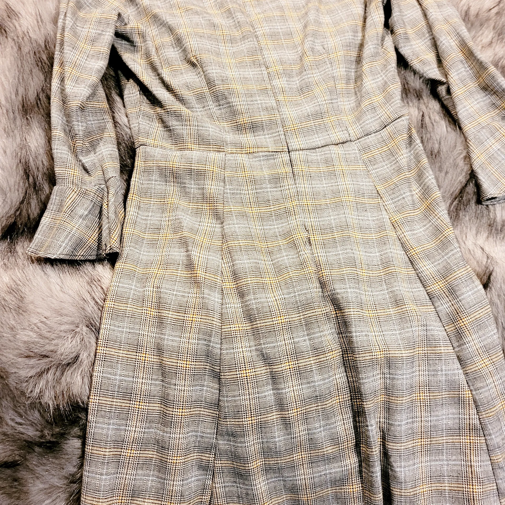 Band of Gypsies Gray and Yellow Plaid Dress - Image 2
