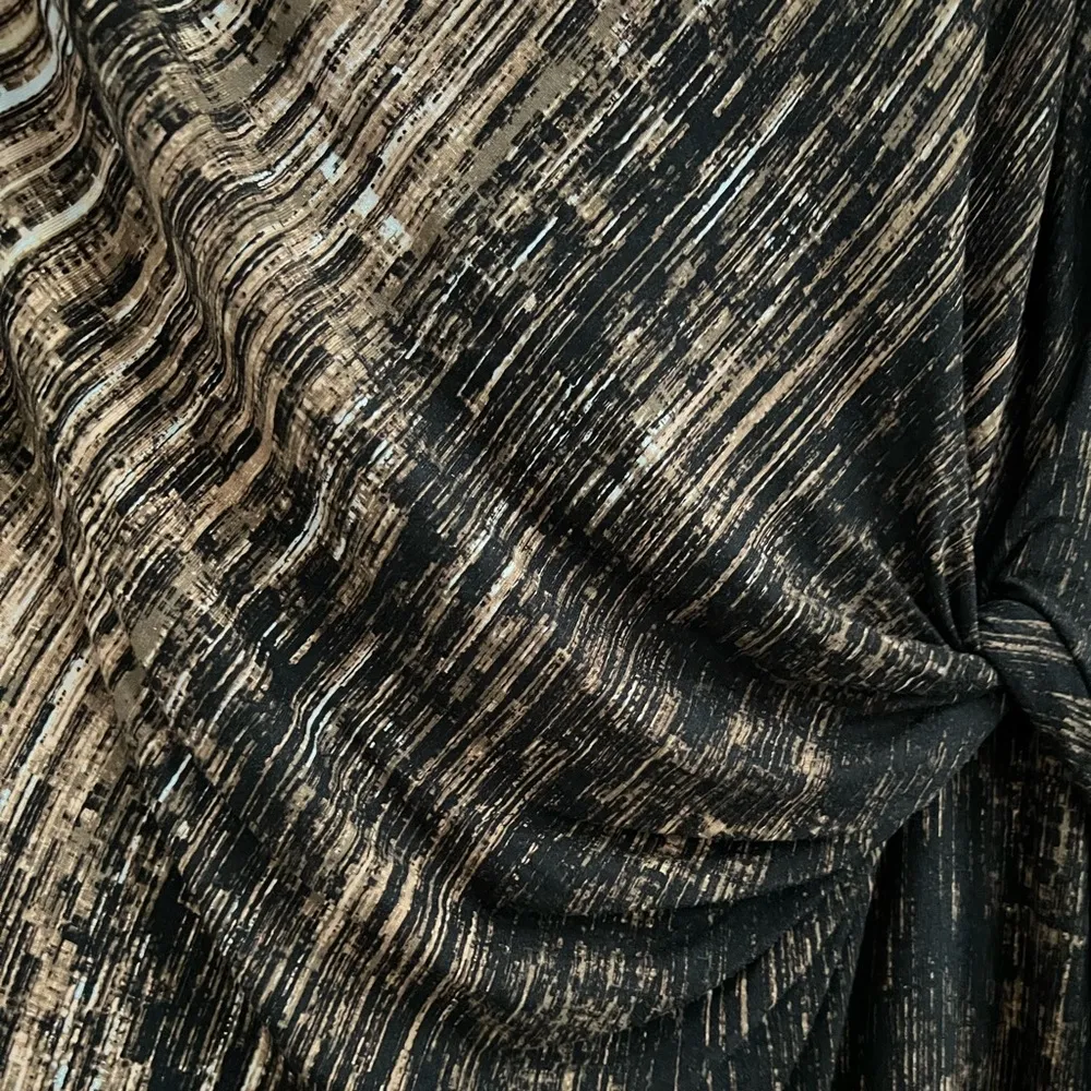 Nic+Zoe Sleeveless Faux Leather Gathered Front Dress | Brown/Black | Medium - Image 6