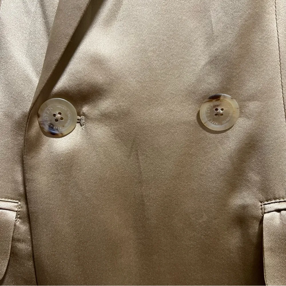 NEW NWT  Lena Double Breasted 100% Silk Blazer Jacket Khaki - Image 5