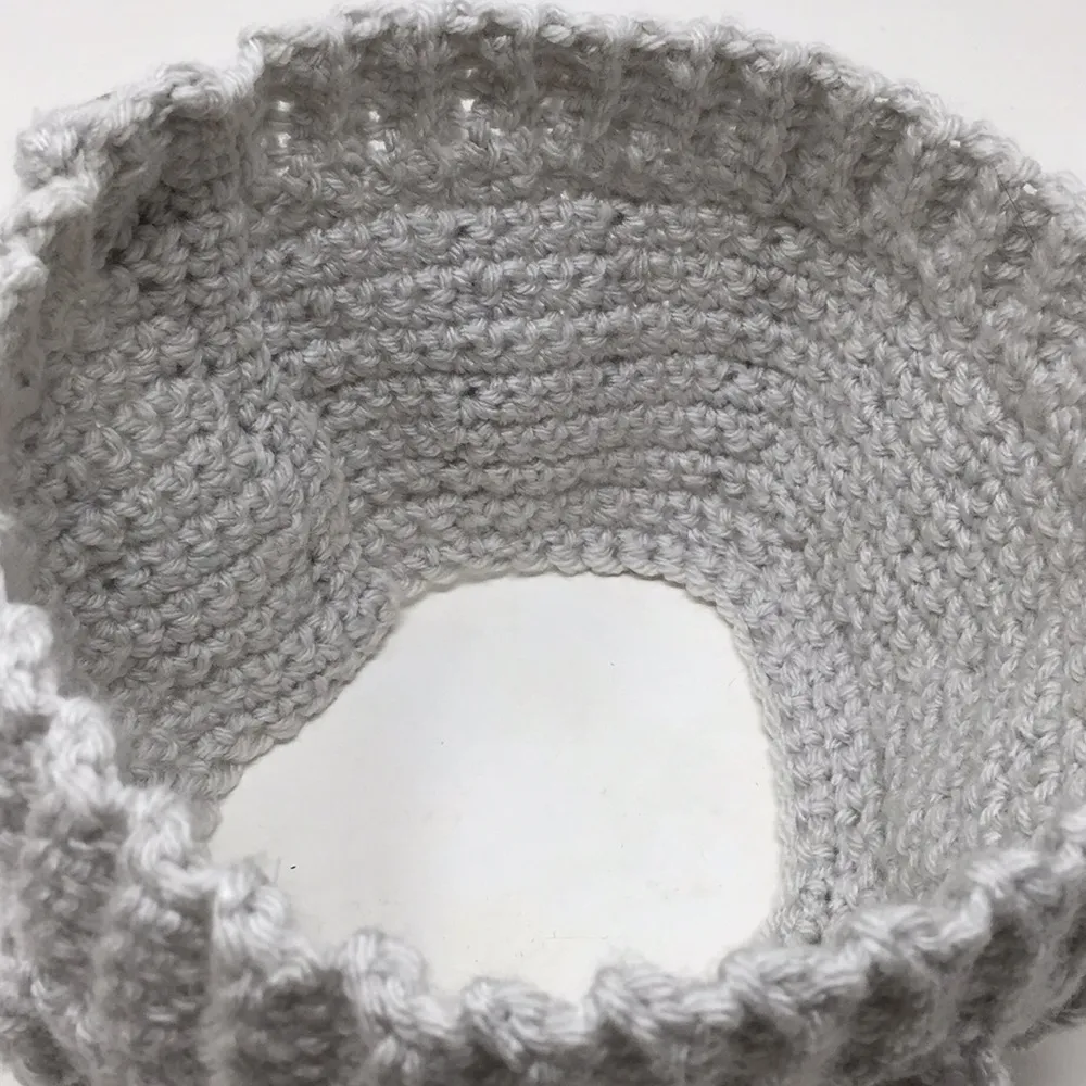 Handmade crocheted Grey “Messy Bun” Beanie - Image 2