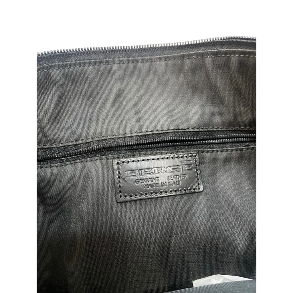 Berge NWOT Black Leather Calfhair Hobo Shoulder Bag Charms Rhinestone Italy New - Image 7