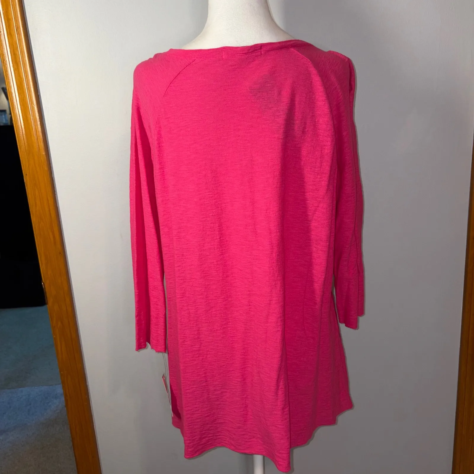 Cut‎ Loose Pink Button Up Long Sleeve Tunic Top Shirt Women's Size L Size L - Image 2