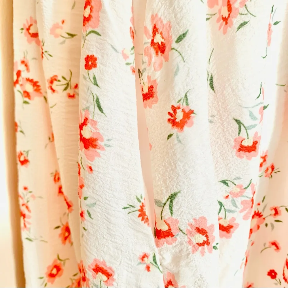 Arula White Red Orange Floral Print Sleeveless Smocked Maxi Dress. Size XL - Image 4