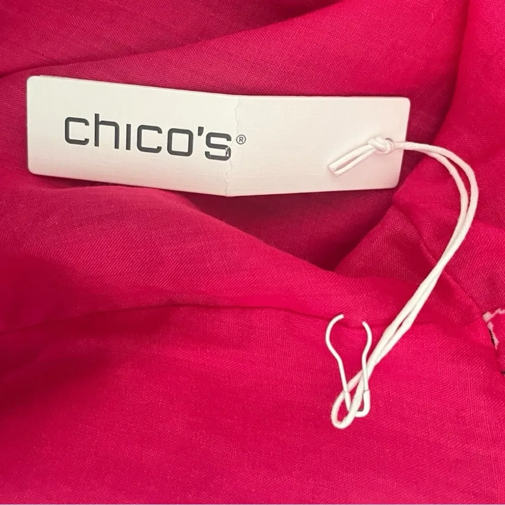 CHICO'S Women's Pink Floral Drama Long Sleeve Collared Shirt Size 18 | NWT - Image 8