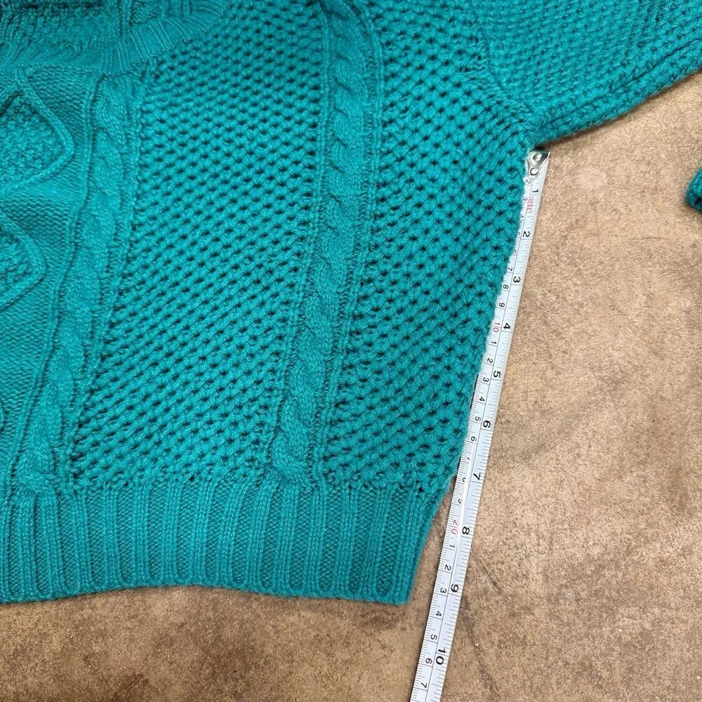 Tobi teal blue green cable knit cropped sweater - Image 4