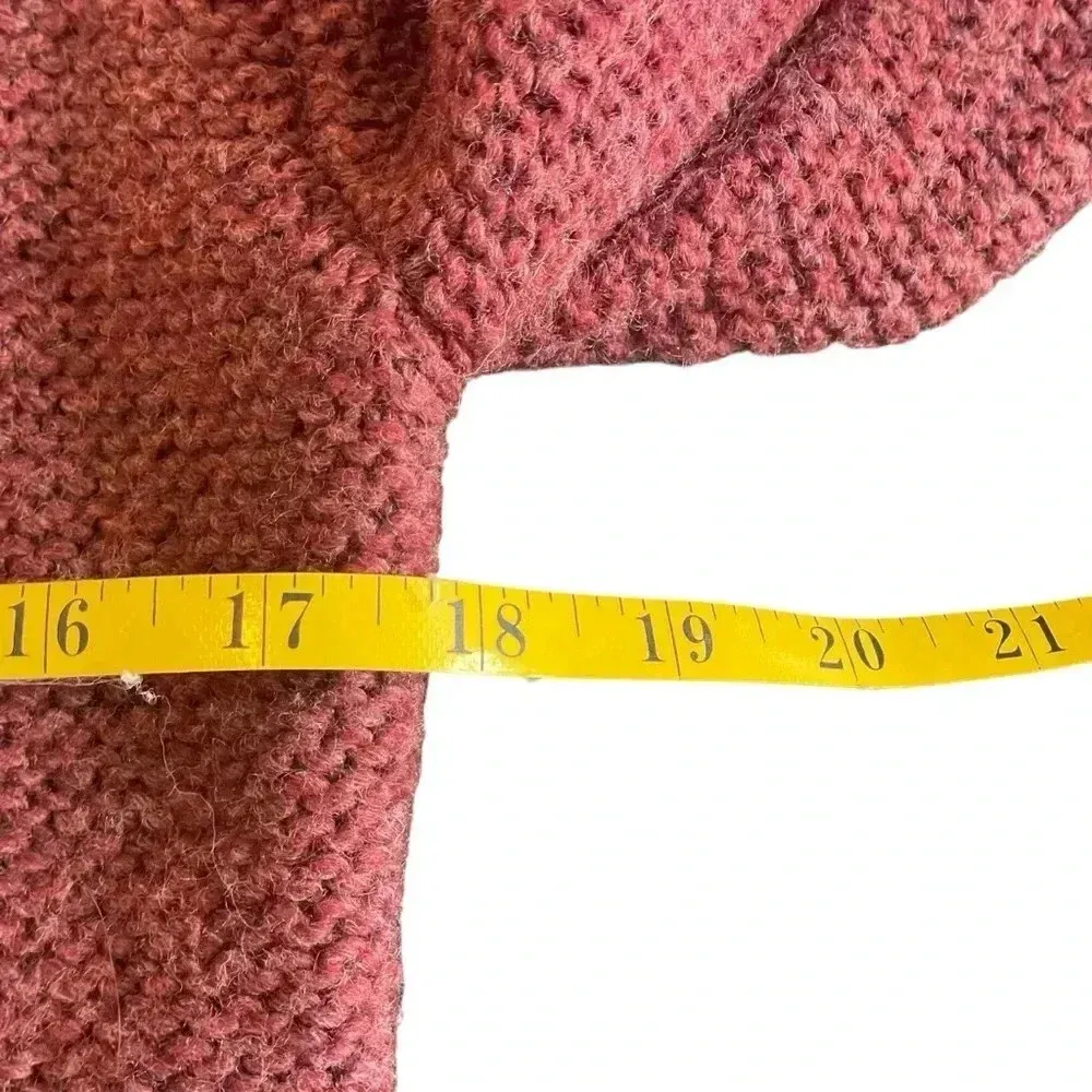 Natural Reflections Burgundy Chunky Knit Open Front Cardigan Small 25% Wool - Image 6