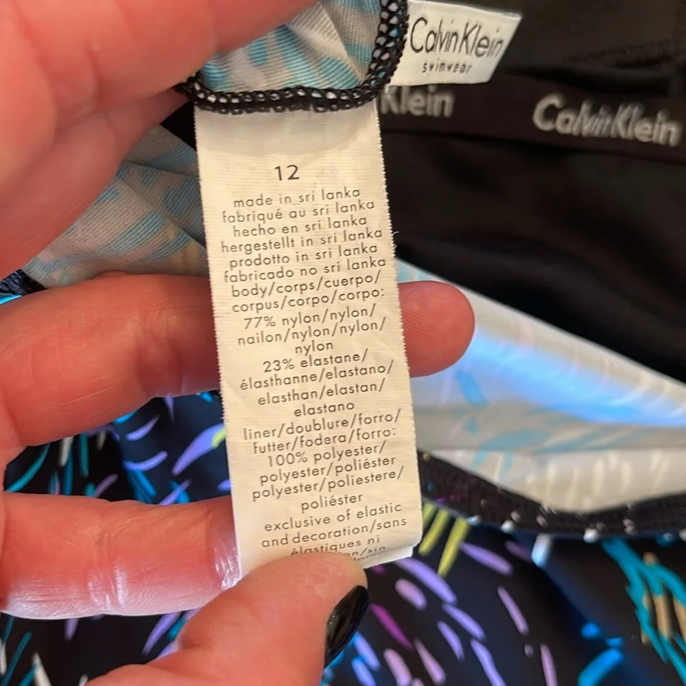 Calvin Klein Colorful Patterned Swimsuit size 12 - Image 7