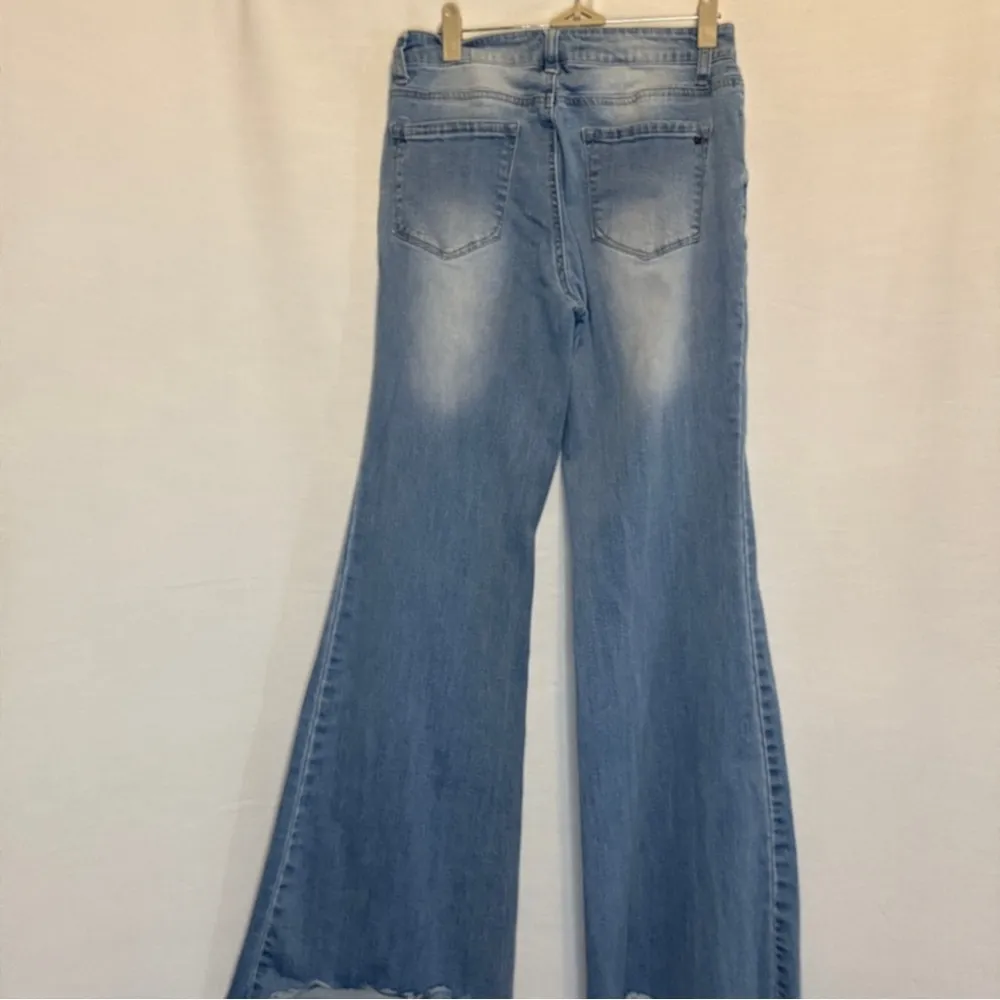 Tricot Blue Flare Wide Leg Jeans with Vintage Wash Size undefined - Image 2