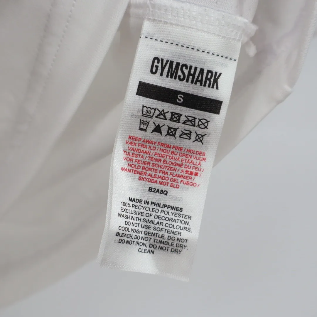 Gymshark White V Neck Cropped Athletic T Shirt Top Size S - Image 5
