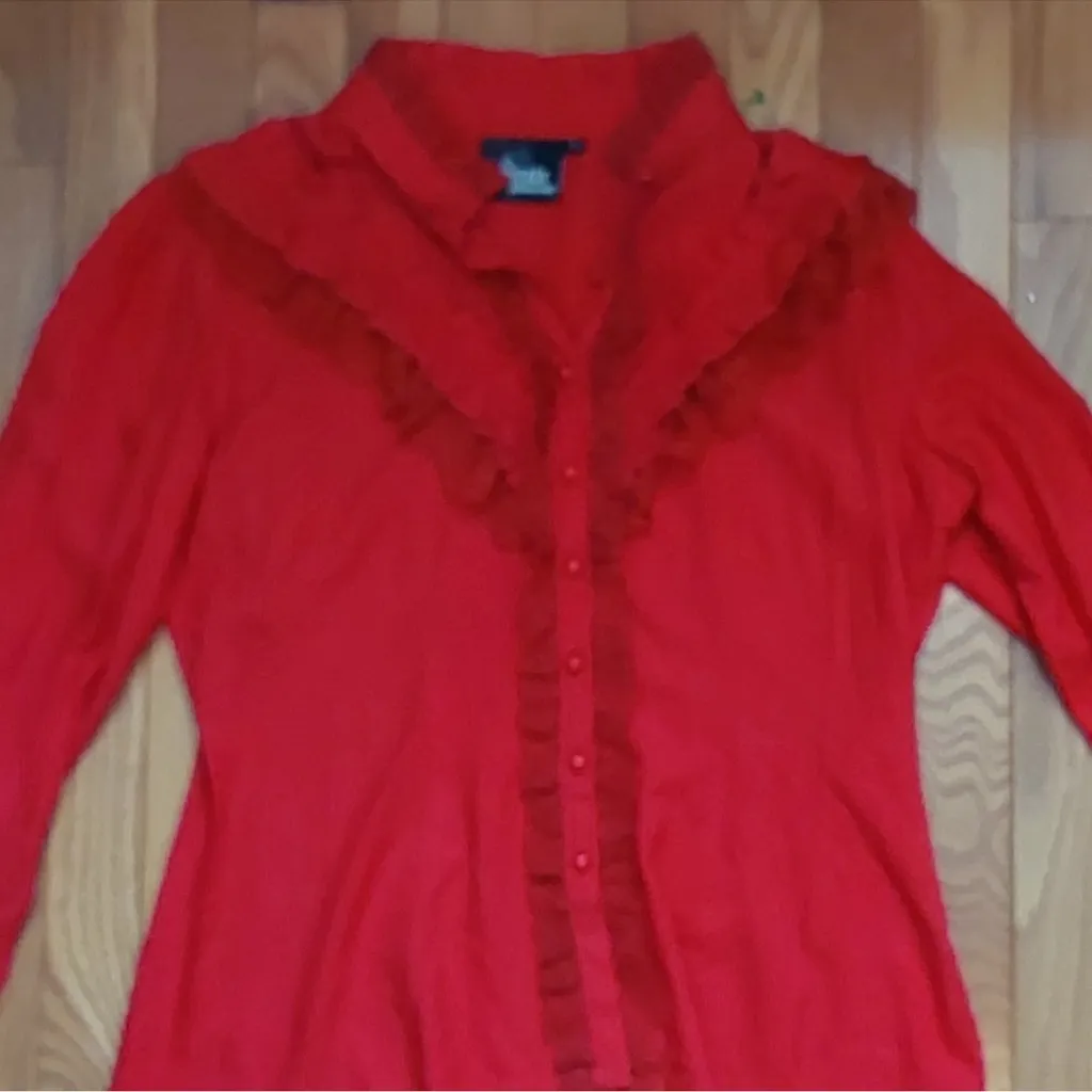 Red Ruffled Button - Image 6