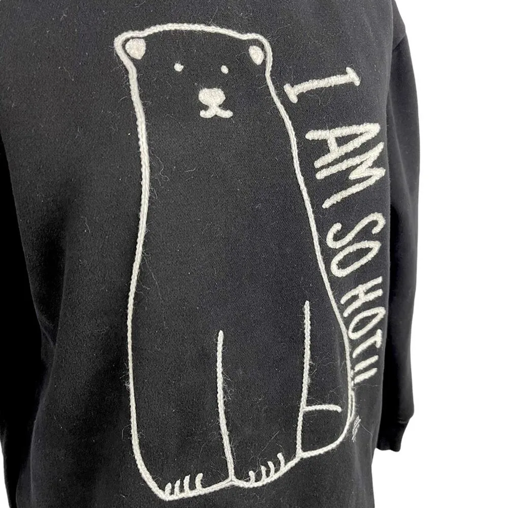 Chocoolate Black Bear Embroidered Pullover Sweatshirt with Poplin Hem Size XS - Image 5