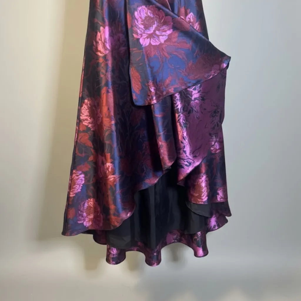 Carmen Marc Valvo Infusion Metallic Floral High-Low Cocktail Dress - Size S/M - Image 6