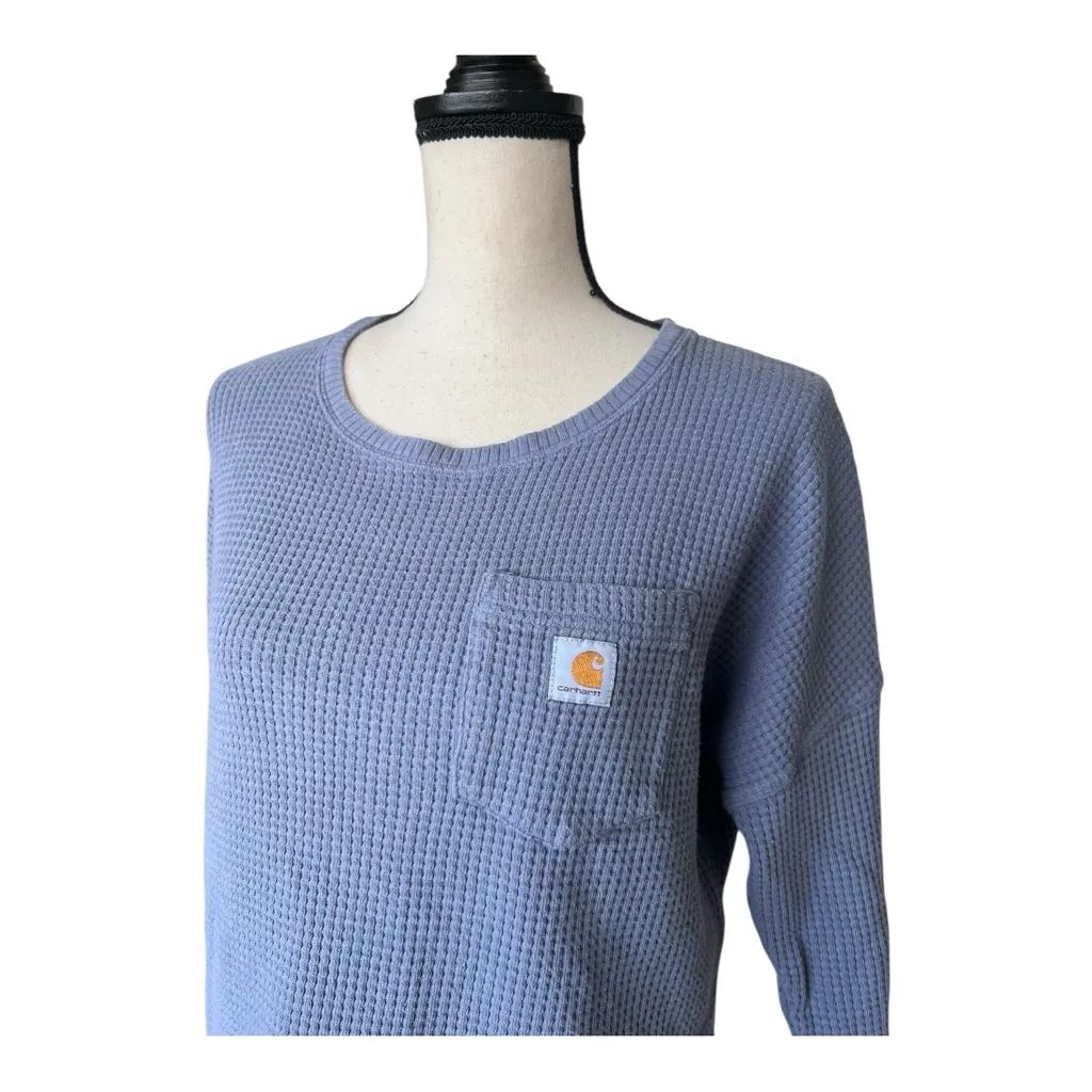 Carhartt Women's Long Sleeve Relaxed Fit Heavyweight Thermal Shirt- Blue Size S - Image 5