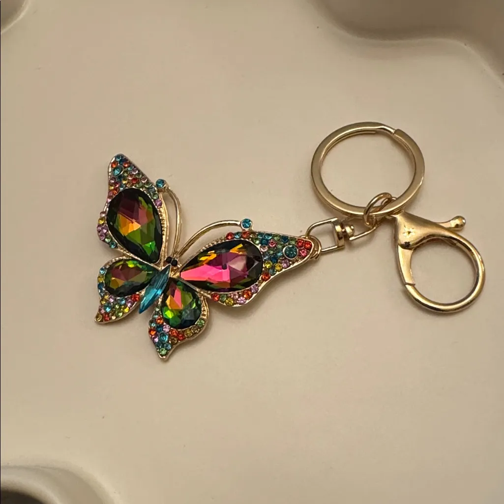 Rainbow Iridescent Butterfly Charm Keychain - Image 4