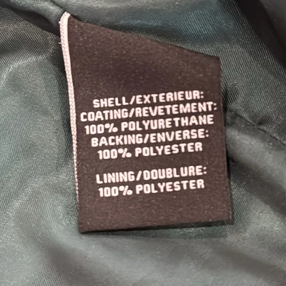 7 For All Mankind Womens Faux Leather Gold Button Up Crop Jacket Green Size L - Image 6