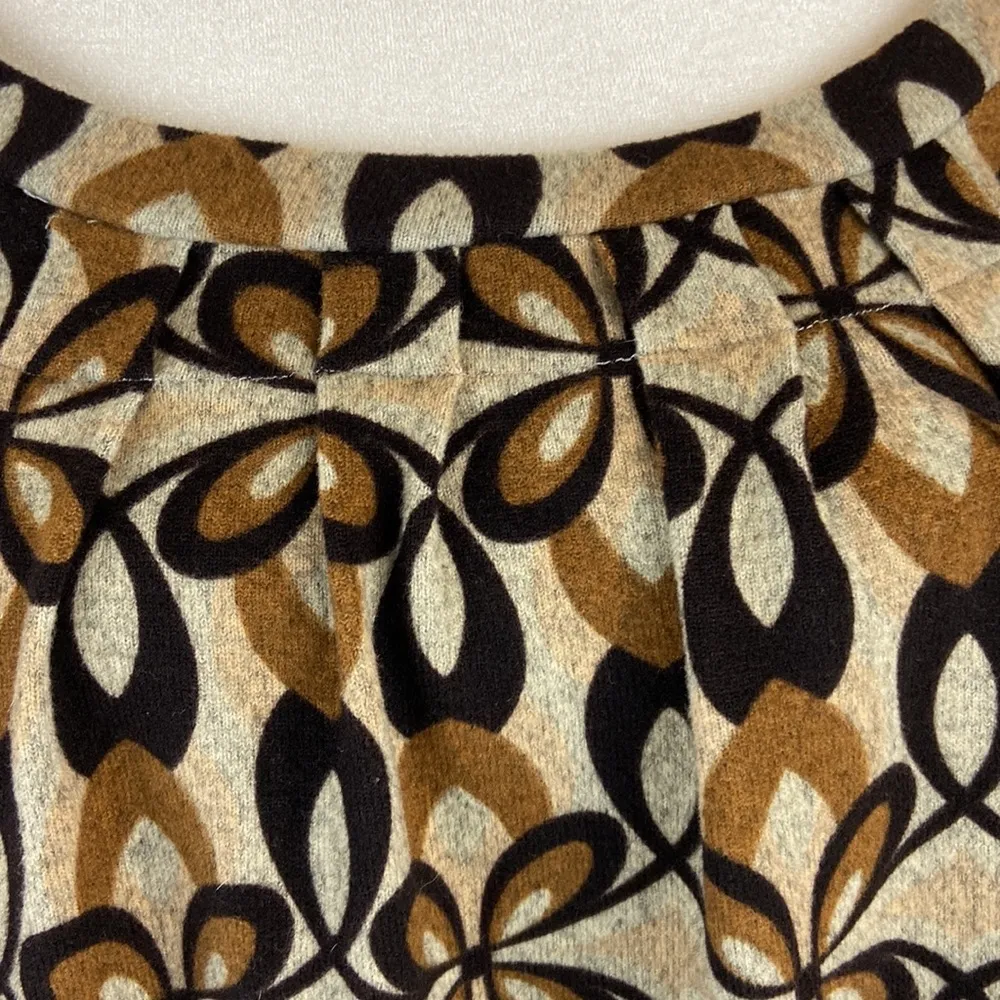 Funky People Tan Brown and Black Puff Sleeve Elastic Waist Floral Top Size XL - Image 4