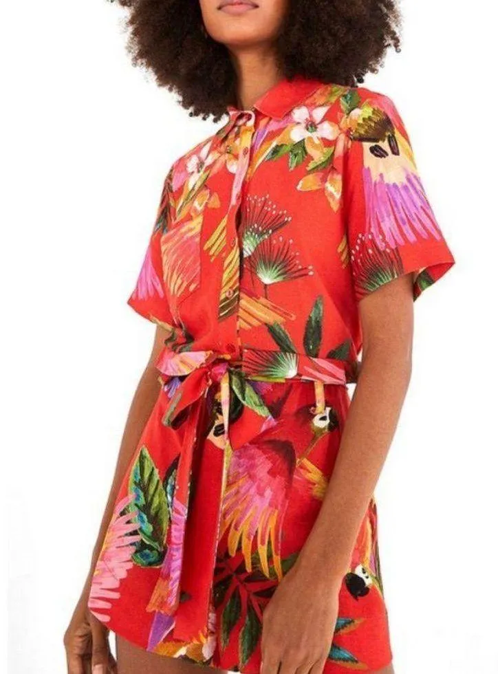 💕FARM RIO💕 Red Macaw Romper Small - Image 6