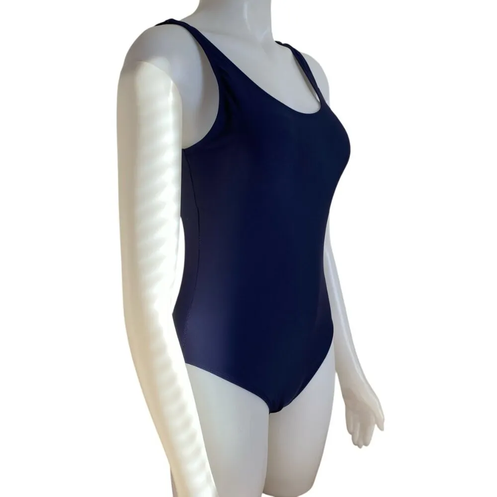 Studio womens medium navy blue one-piece swimsuit with scoop back - Image 2