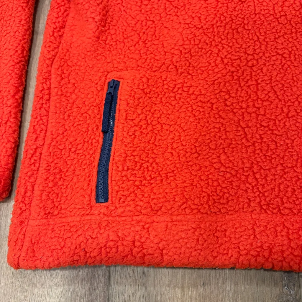 🌟J. CREW🌟 1/2 ZIP POLAR FLEECE SHERPA TEDDY PULLOVER ORANGE CORAL SZ S - Image 4